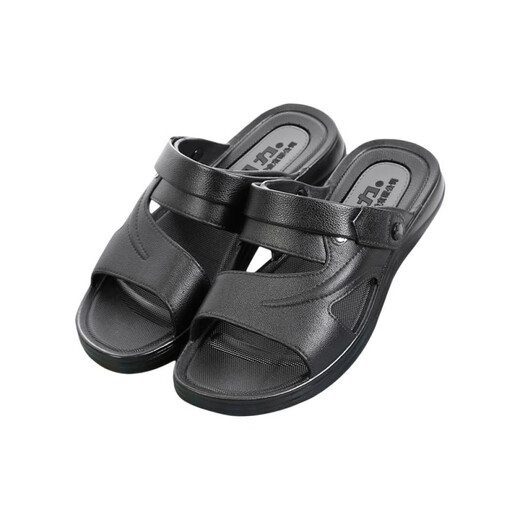 Huili Shanghai summer sandals men's simple casual non-slip wear-resistant daily work two-wear large-size beach sandals Huili 3888 (new model)/black 44 standard code