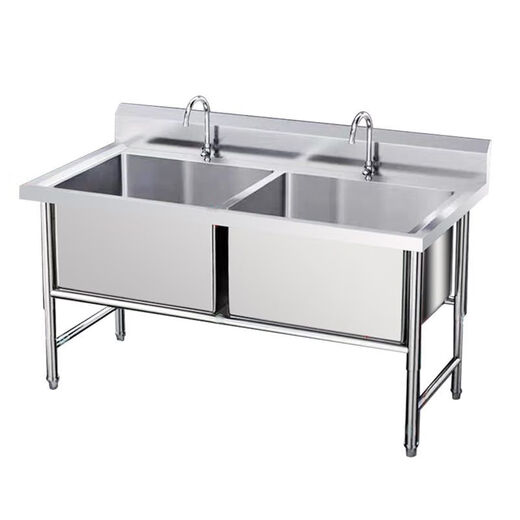 Commercial stainless steel sink, defrost and defrost pool, deepen and enlarge the sink, custom-made single pool, vegetable washing, disinfection, soaking pool, engineering model 120*70*80, double pool deep, thirty