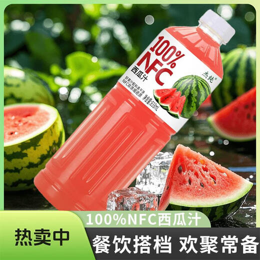 杰纯NFC100西瓜汁新日期838ml*2大瓶果汁饮料清甜可口运动解渴 2大瓶