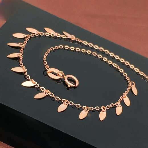 Lie Rui Russian 585 purple gold jewelry glossy tassel anklet 18K gold color gold maple leaf anklet E1218k gift purple gold anklet