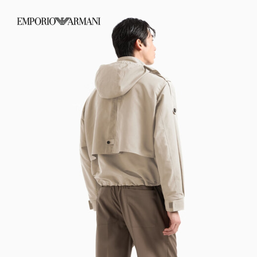 阿玛尼（ARMANI）25春夏男士可拆连帽立领短款夹克外套 U1098-曙光咖色 S 46 (：120-130斤)