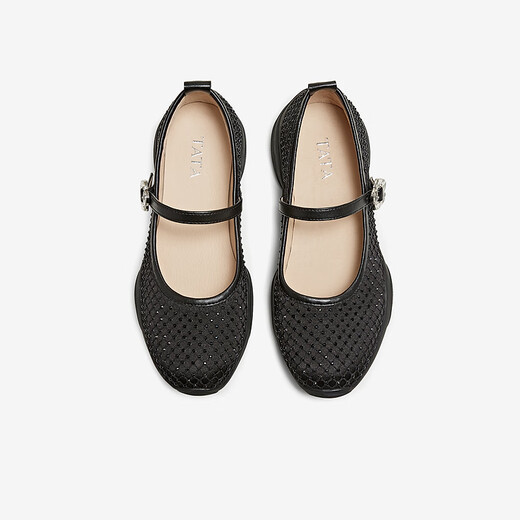Heshe (Tata) Retro Mary Jane Zapatos para mujeres 2025 Spring CS701AQ5 Negro 37