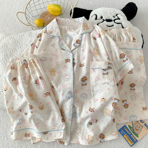 Gemas coloridas amor negro pijama de manga corta para mujeres en verano ropa de tres piezas para ropa para usar Z9905 170 m [80-100Jin [Jin iguala 0.5 kg]]]