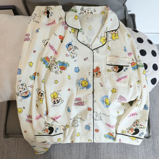 S.SOFEA women's pajamas spring and autumn thin cloud cotton sweet ins style loose home clothing set 826# big cherry 170 M