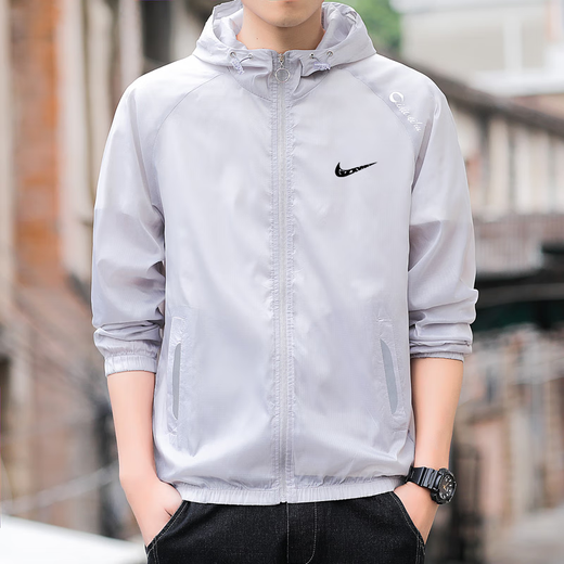 Brand Ice Silk Sun Protection Clothing Men's Summer Breathable Thin Handsome Anti-UV Fishing Sun Protection Clothing Men's Jacket White L