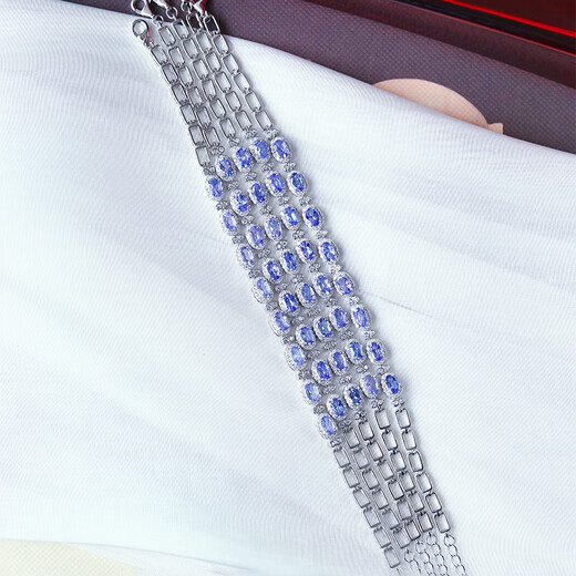 Mori uses high-quality colored gemstones, natural tanzanite sterling silver inlaid bracelet for women, crystal colored gemstones, finely crafted silver jewelry, loose stone about 3*5MM, randomly sent one tanzanite