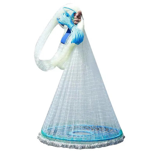 Vinoa Frisbee-type novice fishing net fishing net hand-casting hand-throwing net small fish net fishing artifact tire line half-finger chain diameter 3.6 meters