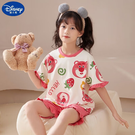 迪士尼（Disney）甜美可爱女童家居服套装优质棉少女款夏季短袖短裤甜美睡衣女孩 687莫代尔 155 大童M码 建议身高155-160CM