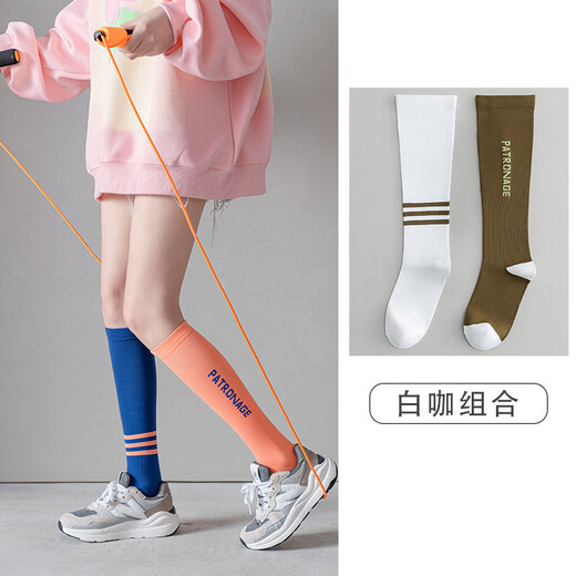 Ruiqe calf socks for women spring and autumn professional sports pressure thin large size micro-pressure sweat-absorbent slimming fitness running skipping rope left and right feet (purple combination 1 pair) one size