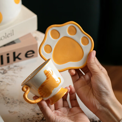 Dining General Ceramic Water Set Gift Box Living Room Flower Teapot Mug Coffee Cup Saucer Water Cup Housewarming New Wedding Souvenir Creative Cat Water Set One Pot Four Cups and Saucers