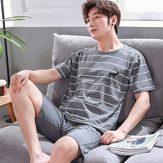 MODAL-Männer purer Baumwollpyjamas kurzärmelige lässige Baumwoll-Herren-Hauskleidung kann außerhalb des Anzugs Sommer YZT679 M [80-100jin [Jin gleich 0,5 kg] Verschleiß]