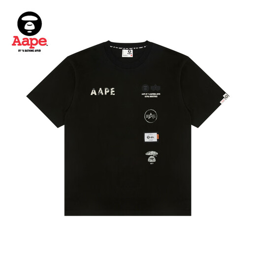 Aape联名ALPHA INDUSTRIES男装春秋秋冬夏爆裂纹印花潮流短袖T恤9712X BKX/黑色 S