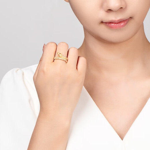 Ming Diamond International 18K gold snake ring for girls, snake ring inlaid ring for girl's birth year, birthday gift for girlfriend