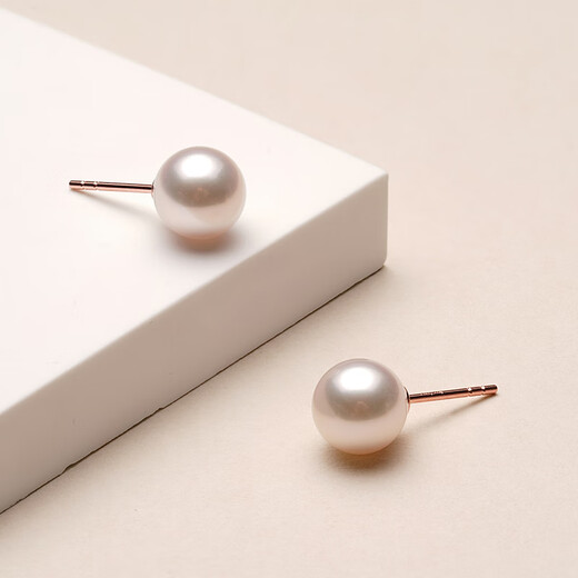 Tahitian 18K gold akoya pearl earrings 6-6.5mm perfect round mirror glare seawater pearl earrings for my wife