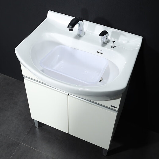 
Bathroom cabinet combination LDSW753K/W ceramic Zhijie small apartment washbasin cabinet 75cm large belly basin cabinet gray cabinet body + pull faucet + 60 ordinary mirror cabinet