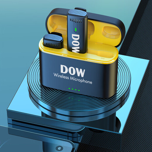 DOW multi-dimensional wireless lavalier microphone W21 one-to-two outdoor noise reduction Little Bee anchor live broadcast two-way audio transmission live room connected microphone mouth broadcast recording equipment Type-C version one-to-two with charging compartment - supports Android and Apple 15