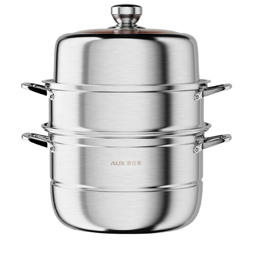 Oaks 28cm three-layer steamer with composite bottom 304 stainless steel three-layer bottom multi-functional visible soup pot cage steamed buns