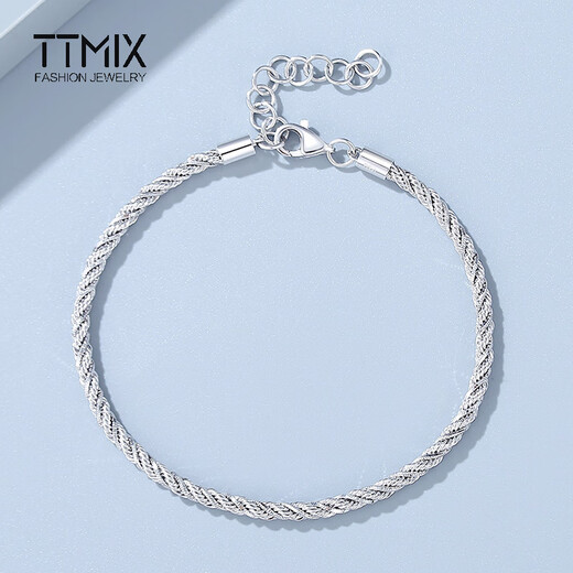 TTMIX twist platinum bracelet for women pt950 fashionable and simple platinum bracelet birthday gift for girlfriend 10.33g 16+3cm