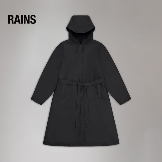 Rains春季长款夹克外套时尚风衣雨衣A-line Jacket Longer/12040 黑色 XS 160/76A （尺码偏大）