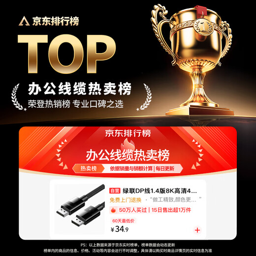 绿联DP线1.4版8K高清4K/2K240HzDisplayPort适用电脑显卡接显示器电竞视频连接线1.5米兼容DP1.2 25954