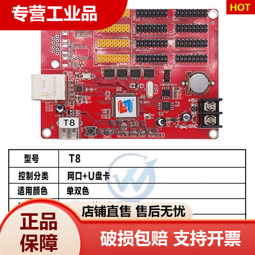 Lingxin LED control card A4T4T8T16E1E3 single and double color network port U disk serial port card customization T8 network port + U disk card