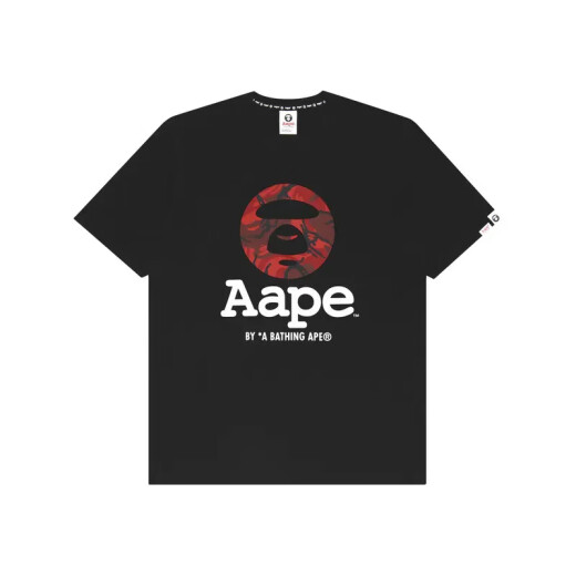 AAPE短袖恤猿人头夏季男女印花百搭情侣宽松圆领 黑色691 M