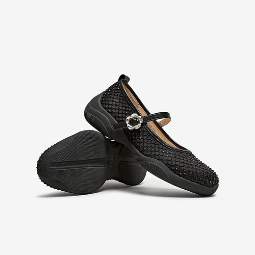 Heshe (Tata) Retro Mary Jane Zapatos para mujeres 2025 Spring CS701AQ5 Negro 37