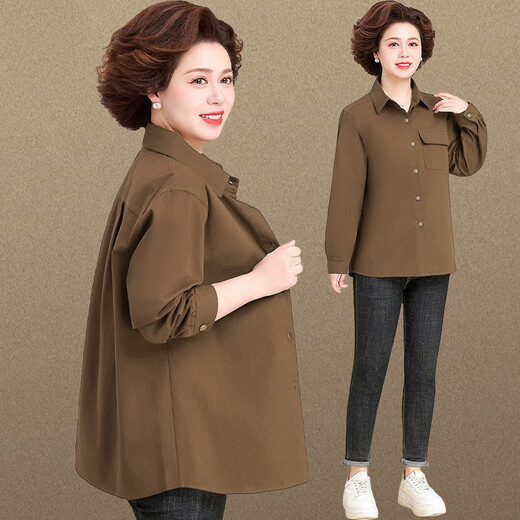 Ziweiqi's mother spring suit 2025 new shirt jacket small thin short middle-aged and elderly women's spring and autumn top fashionable 25A1391 Angora Red XL [Suggested 105Jin [Jin equals 0.5 kg] below]