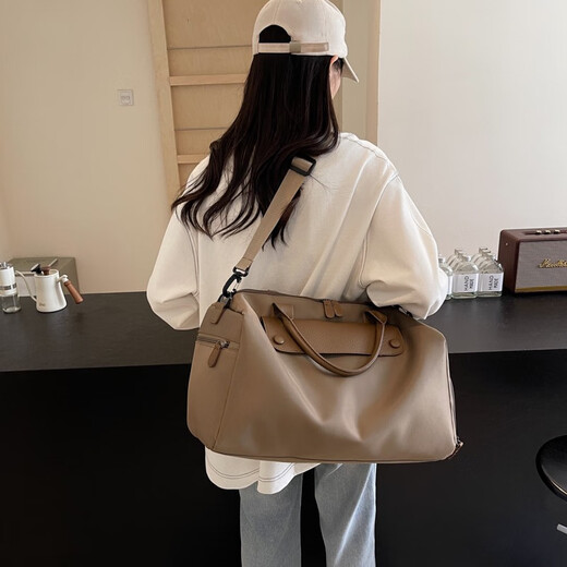 Japanese travel bag women's large capacity fitness bag men's wet and dry sports bag hand luggage bag short-distance travel bag brown coffee
