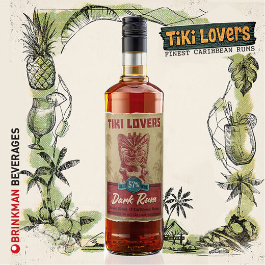 提基（Tiki Lovers）【原瓶进口】加勒比风情朗姆酒洋酒调酒基酒 提基黑朗姆酒 700mL