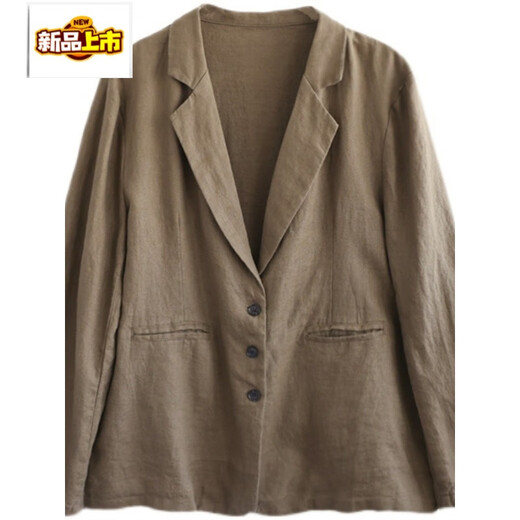 Chujing 2026 New Outlet Cotton and Linen Suit Jacket Women's Spring and Autumn Loose Casual Commuting Suit Top Hemp Color M Recommended 95-115 Jin Jin is equal to 0.5 kg