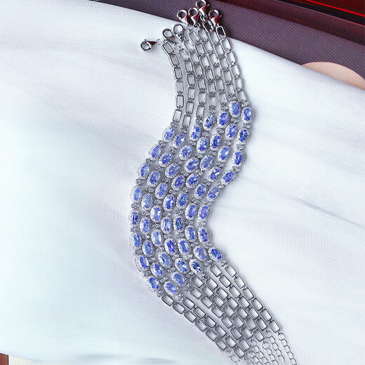 Mori uses high-quality colored gemstones, natural tanzanite sterling silver inlaid bracelet for women, crystal colored gemstones, finely crafted silver jewelry, loose stone about 3*5MM, randomly sent one tanzanite
