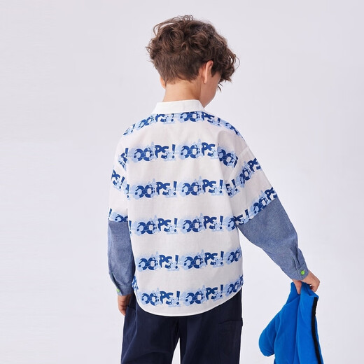 Ma Latin (M.Latin)/Shopping mall same style children's shirt new spring new male and older boy Smurf long-sleeved shirt floral blue 110