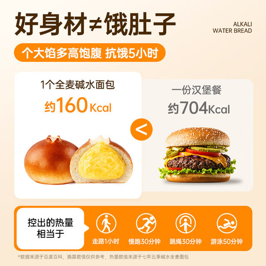 七年五季全麦碱水面包碱水球欧包0糖精休闲零食品早餐代餐粗粮食品8只520g