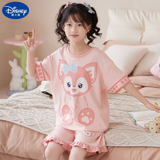 迪士尼（Disney）甜美可爱女童家居服套装优质棉少女款夏季短袖短裤甜美睡衣女孩 687莫代尔 155 大童M码 建议身高155-160CM