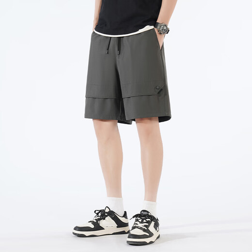 森马（Semir）2025户外短裤大码夏薄款直筒运动休闲男士外透气沙滩裤冰丝 719灰色 3XL