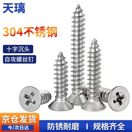 Tianli 304 stainless steel self-tapping screws cross countersunk head flat head screws extended KA wood screws M4*10 (200 pieces)