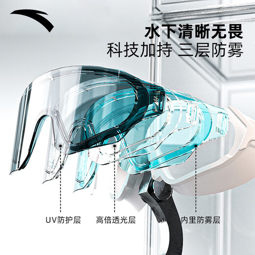 ANTA Water Eye Max Large Frame Swimming Goggles Adult Swimming Goggles HD Anti-fog Waterproof Swimming Goggles Diving Goggles Black and White Myopia 450