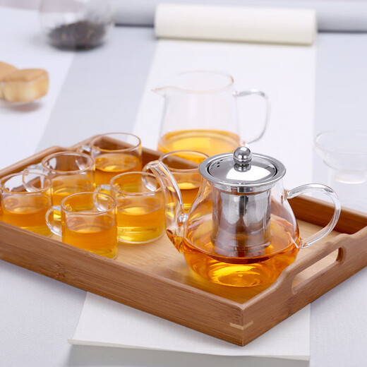 Dingwu glass tea set complete tea set teapot tea cup set home kung fu tea set with filter office tea cup glass tea set 9-piece set