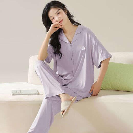 Kaizitu Modal women's pajamas and home clothes set comfortable short-sleeved trousers for outside wear 12109 [Soft Modal, breathable and comfortable] M [90-100Jin [Jin equals 0.5 kg]]