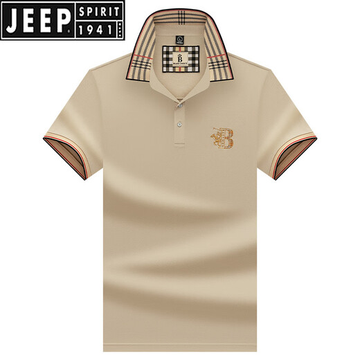 JEEP SPIRIT2025男装夏季新款短袖T恤男潮牌高端纯色刺绣时尚翻领polo衫男士 897白色 4XL 58/195适合200-220斤