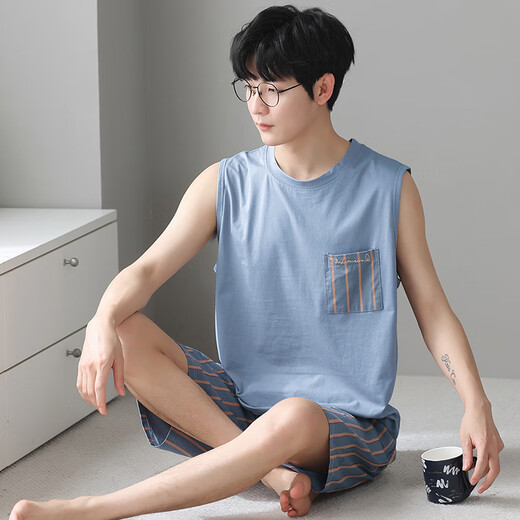 7 SEVFUN 七色纺睡衣男冰丝夏季短袖新款凉爽透气莫代尔薄款学生青少年家居服套装 12027 【凉爽透气  亲肤莫代尔】 L （建议120-140斤）