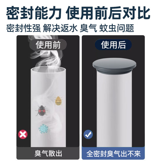 A beautiful sewer pipe plug PVC pipe sewer plug cover floor drain plug solid sealing ring basin pipe plug suitable for 45-75mm hole gray plug