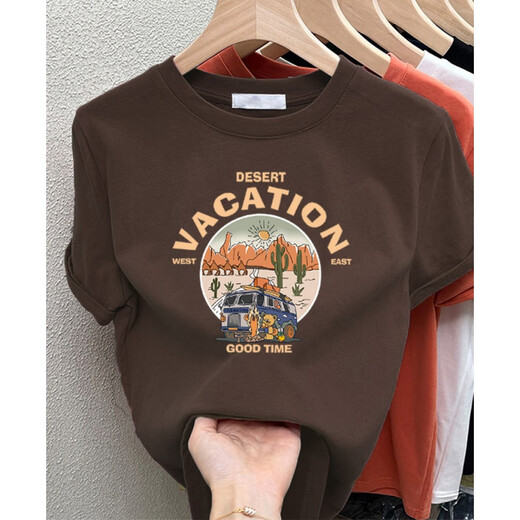 
Ziweiqi 2025 winter new style front shoulder hair hair large size women's cotton short-sleeved T-shirt for women to look slim and belly-covering top base shirt regular T4-Clay-3937 S suitable for 80-100Jin [Jin equals 0.5 kg]