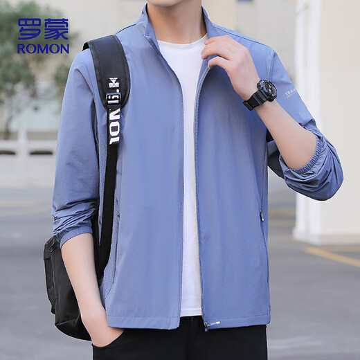 ROMON sun protection clothing men's new ice silk skin clothing outdoor fishing casual jacket tops men's ZH2368 haze blue 2XL