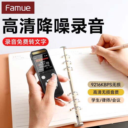 FAMUE录音笔律师高清降噪录音随身学生上课用长待机 安卓鸿蒙苹果15及以上机型OTG传输升级9216K 32GB可保存约1109小时录音转文字8