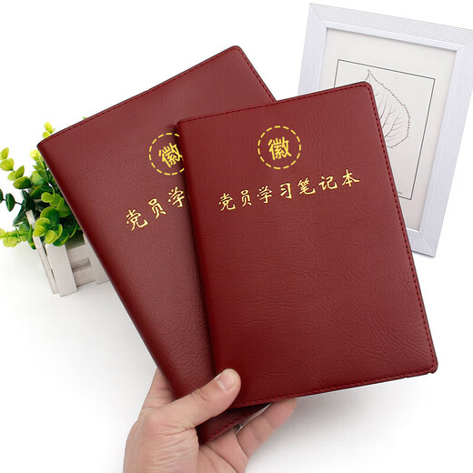 XUCHEN党员学习笔记本本子A5红棕色100张200页仿皮面党建工作教育日记本工作记事本记录本可定制印logo