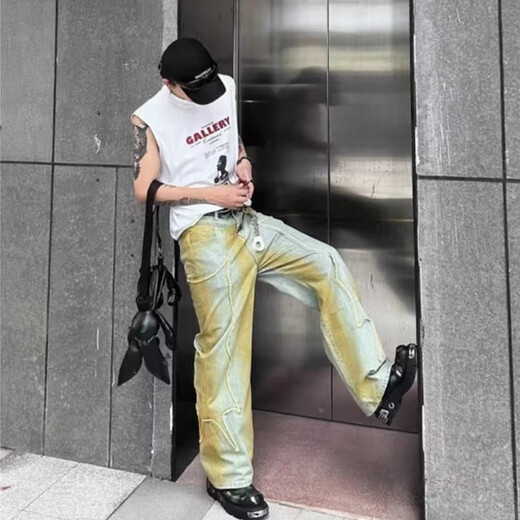 迪伽达美式高街重磅坎肩无袖背心男夏季字母印花宽松休闲hiphop上衣t恤 YSXS-B1105白色 2XL