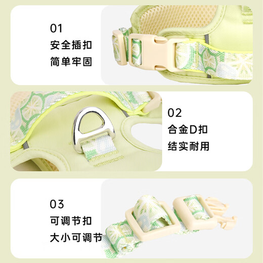 Dinko Dog Leash Summer Vest-Type Pet Harness Breathable Dog Leash Large, Medium and Small Dogs Corgi Bichon Go Out Green Single Harness XXS Bust 33-43 Approximately 5-11 Jin Jin equals 0.5 kg