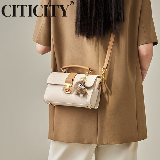 CITICITY轻奢侈品牌包包女包高档斜挎小方包女2025新款时尚520情人节礼物 A款-棕色 长22CM